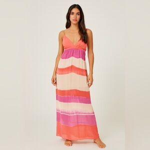 Gypsy 05 Pink and Cream Spaghetti Strap Sundress Maxi